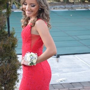 Red Lace Prom Dress